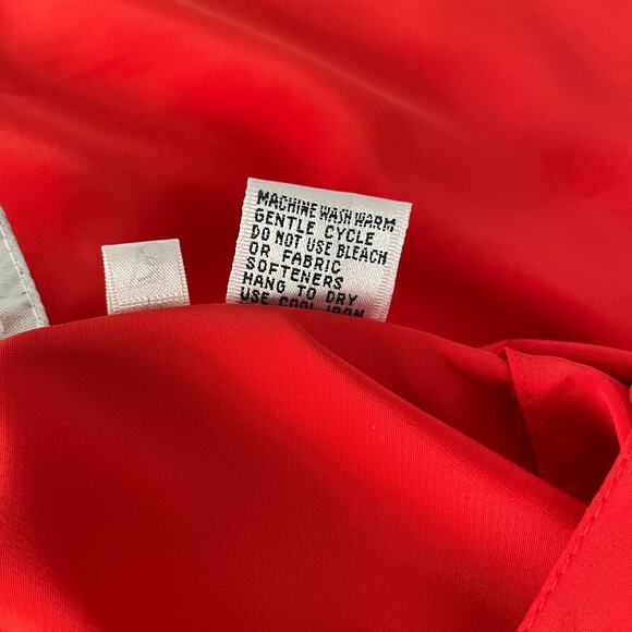 Vintage Blouse Top Size 16 Red Solid Long Sleeve Button V Neck Secretary Office - Picture 11 of 13